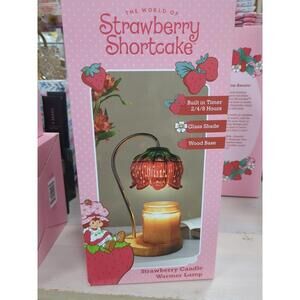NIB Strawberry Shortcake Candle Warmer Lamp Glass Wood Built-in Timer Scent